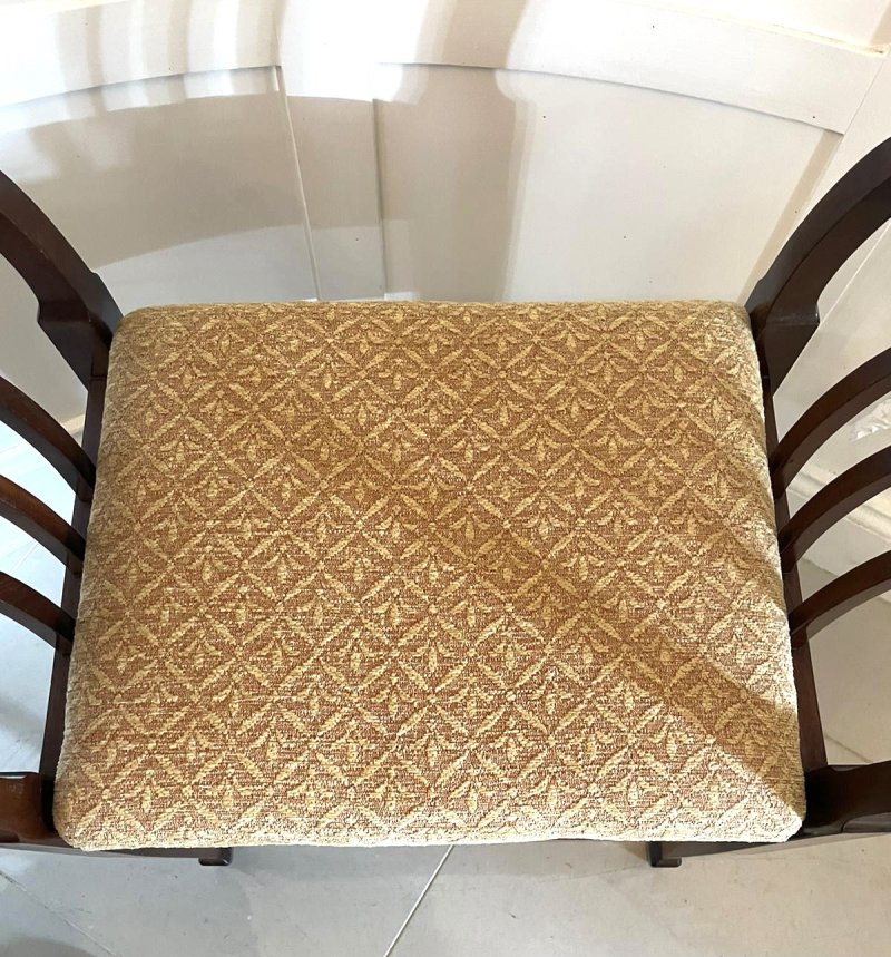 Antique Edwardian Freestanding Quality Mahogany Inlaid Piano Seat - Image 9